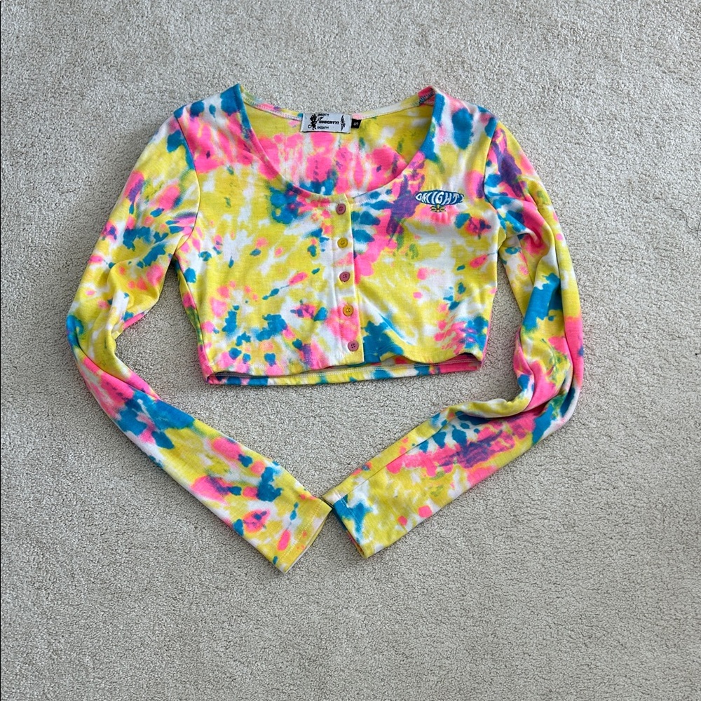 O-Mighty Vibrant Tie-Dye Long Sleeve Crop Top